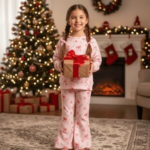 Pink Candy Cane Kids Pajamas